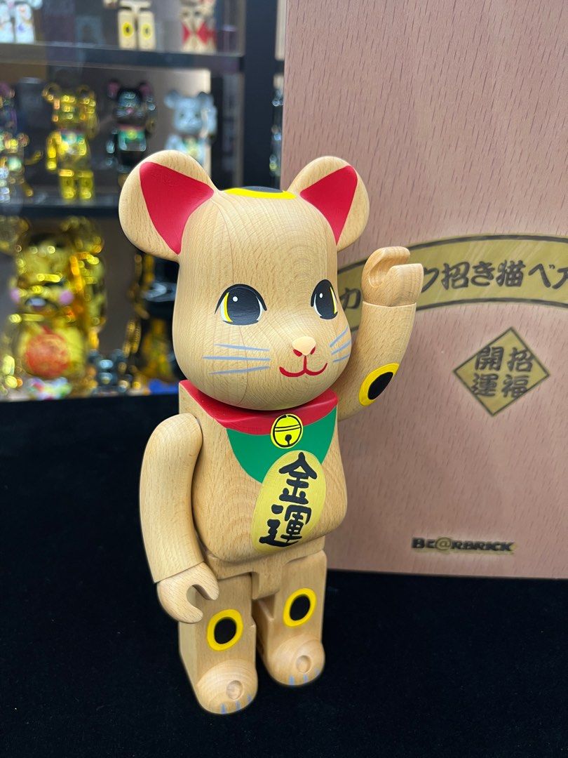 現貨BE@RBRICK Karimoku wood Neko Maneki カリモク招き猫金運
