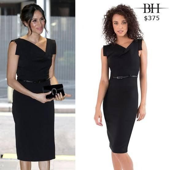 Black Halo Classic Jackie O Sheath Dress in Black with Belt worn