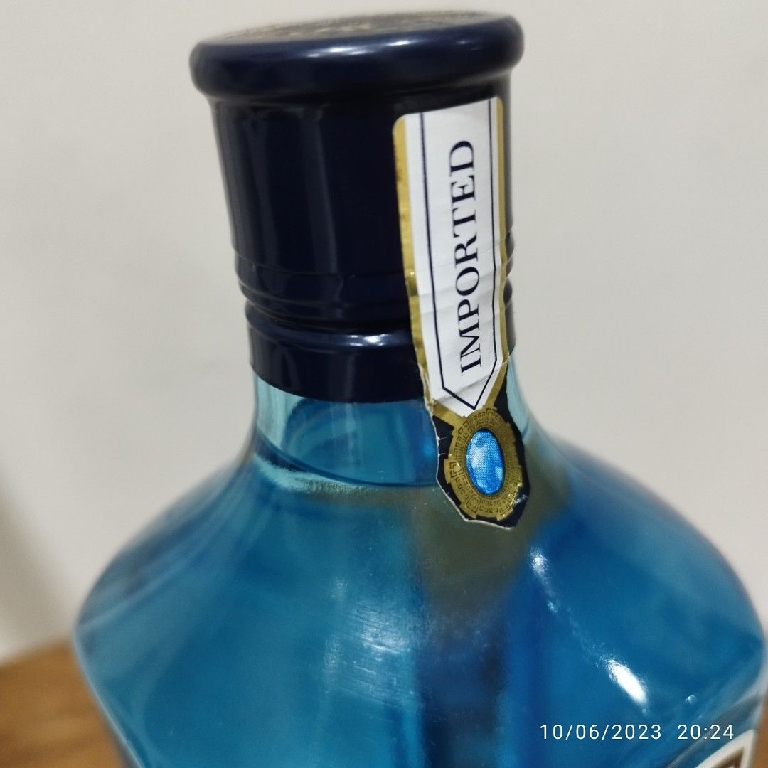 Bombay Sapphire 1 Liter segel Original, Makanan & Minuman, Minuman
