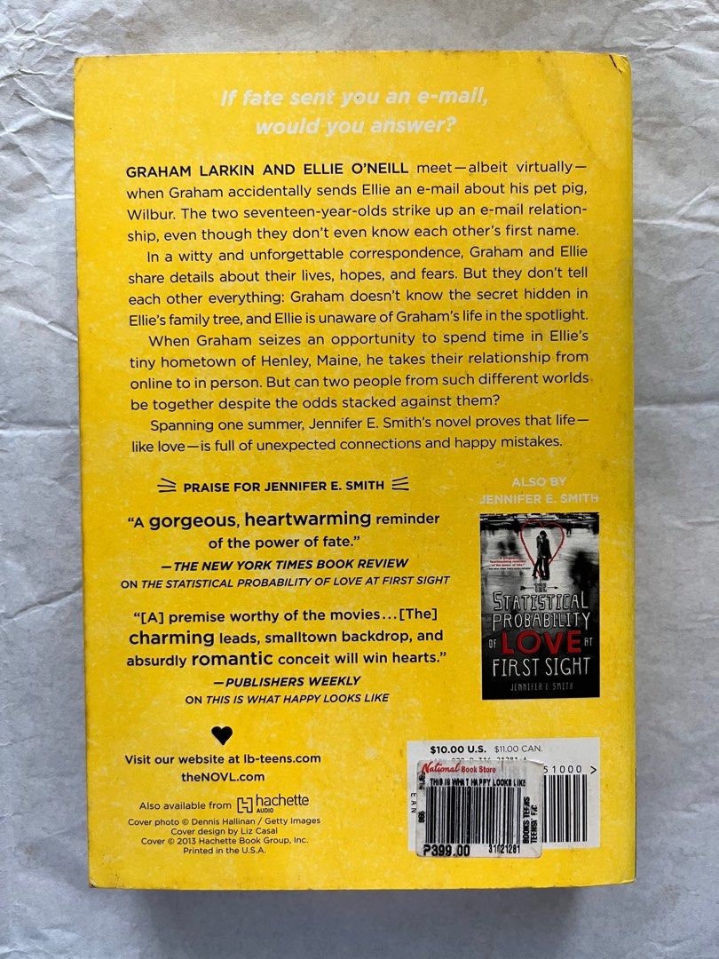 [BOOK] This is What Happy Looks Like (Category: Storybooks) located in Paranaque City. Submitted by margauxm (Listing ID 1237210919, Image 2). Description: “She could only hope that in a place filled with so many wonders, it would have still been possible to appreciate something as remarkable and ordinary as all this.” PLEASE READ FIRST :) ❗️7.5/10 condition! ❗️Evident signs of aging ❗️NO spine cracks ❗️NO ANNOTATIONS OR WRITING ANYWHERE ❗️Genres