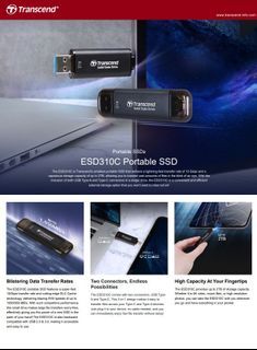 Brand New Transcend ESD310C 1TB or 2TB Portable USB-C SSD