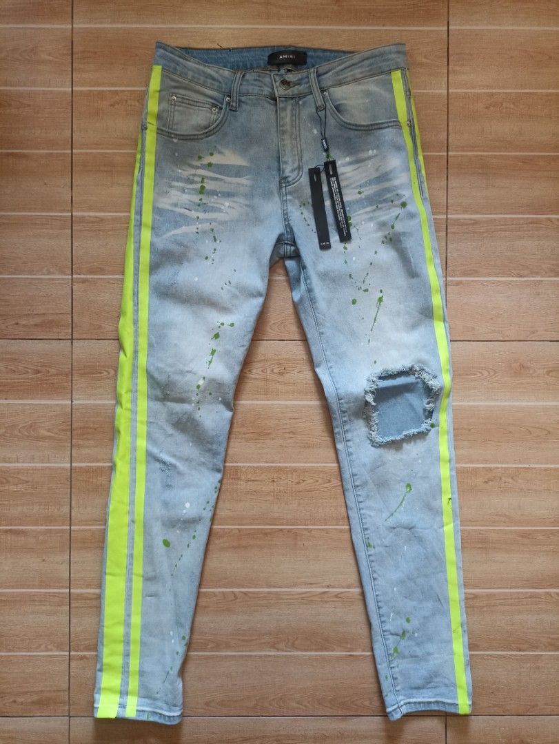 Amiri jeans green stripe shop