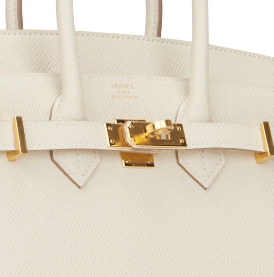 Hermes Personal Birkin bag 25 White/ Craie Clemence leather Matt gold  hardware