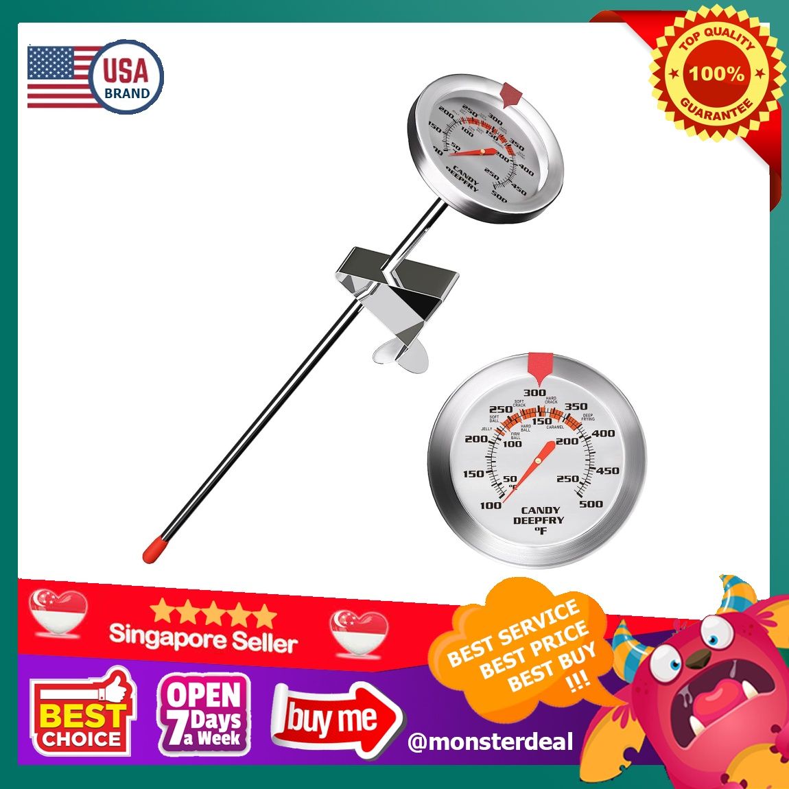 Candy Thermometer Deep Fry/Jam/Sugar/Syrup/Jelly Thermometer with Stainless  Steel Large 2 Dial & 9 Accurate Sensitive Long Probe Oil Thermometer  Cooking Thermometer - Yahoo Shopping