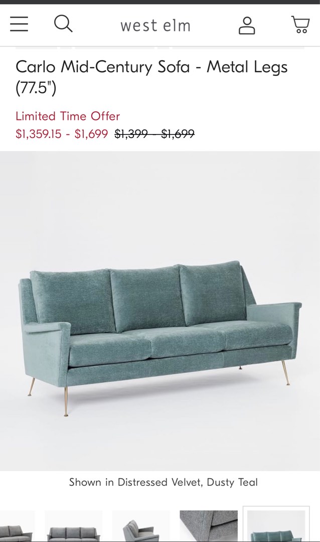 Carlo mid sales century sofa