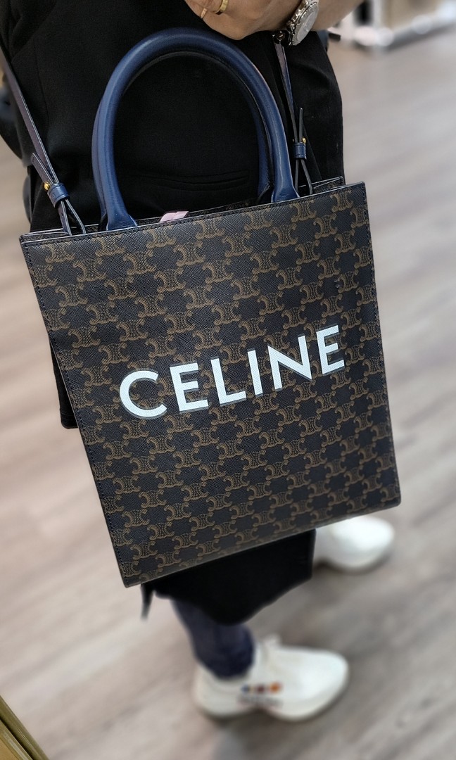 Celine Triomphe Vertical Cabas Mini Canvas And Calfskin Crossbody Bag (Mini  Bags)