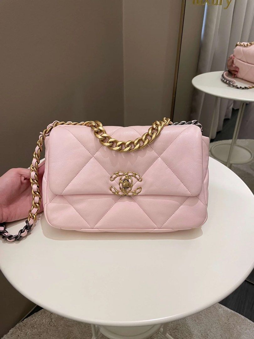 Chanel - Chanel 19 Flap Bag - Small - Pink Tweed and Mixed Fabrics