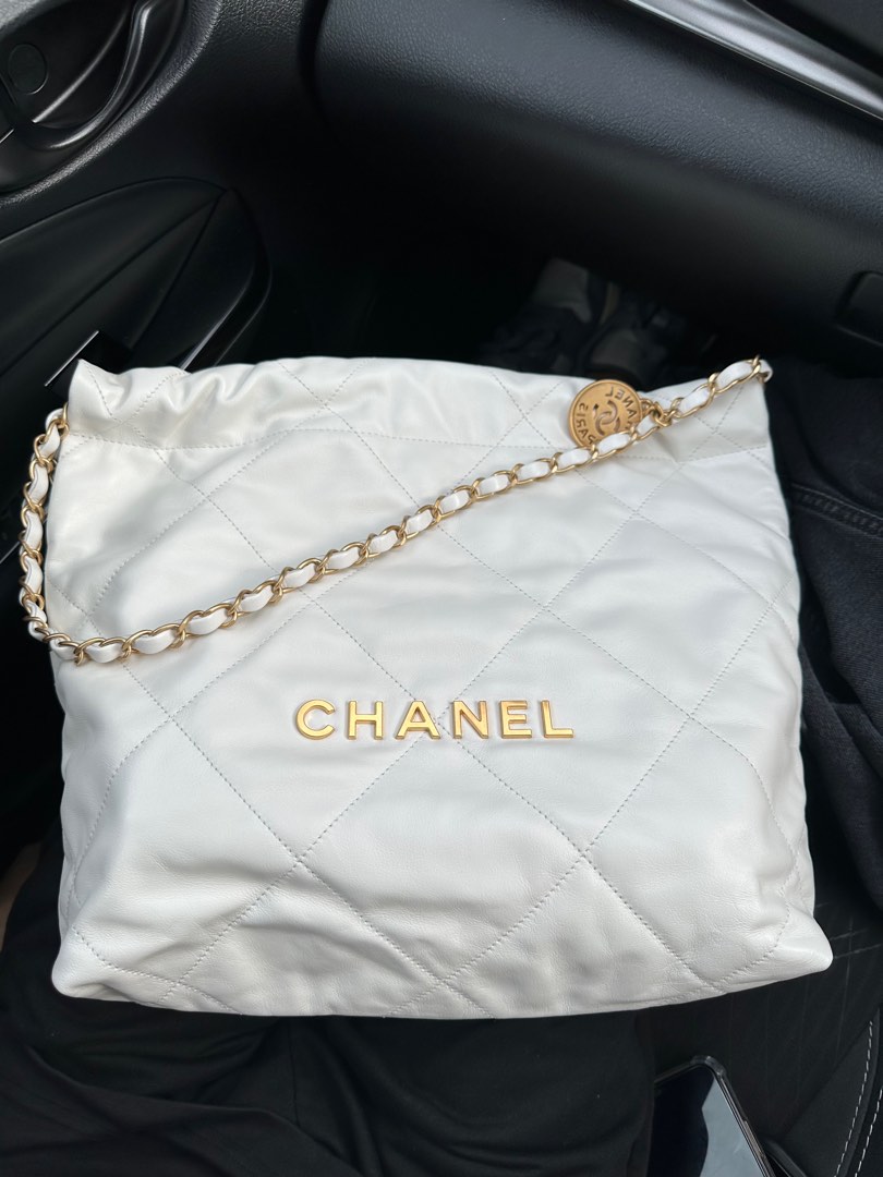 CHANEL 22 SMALL White Gold, Luxury, Bags & Wallets on Carousell