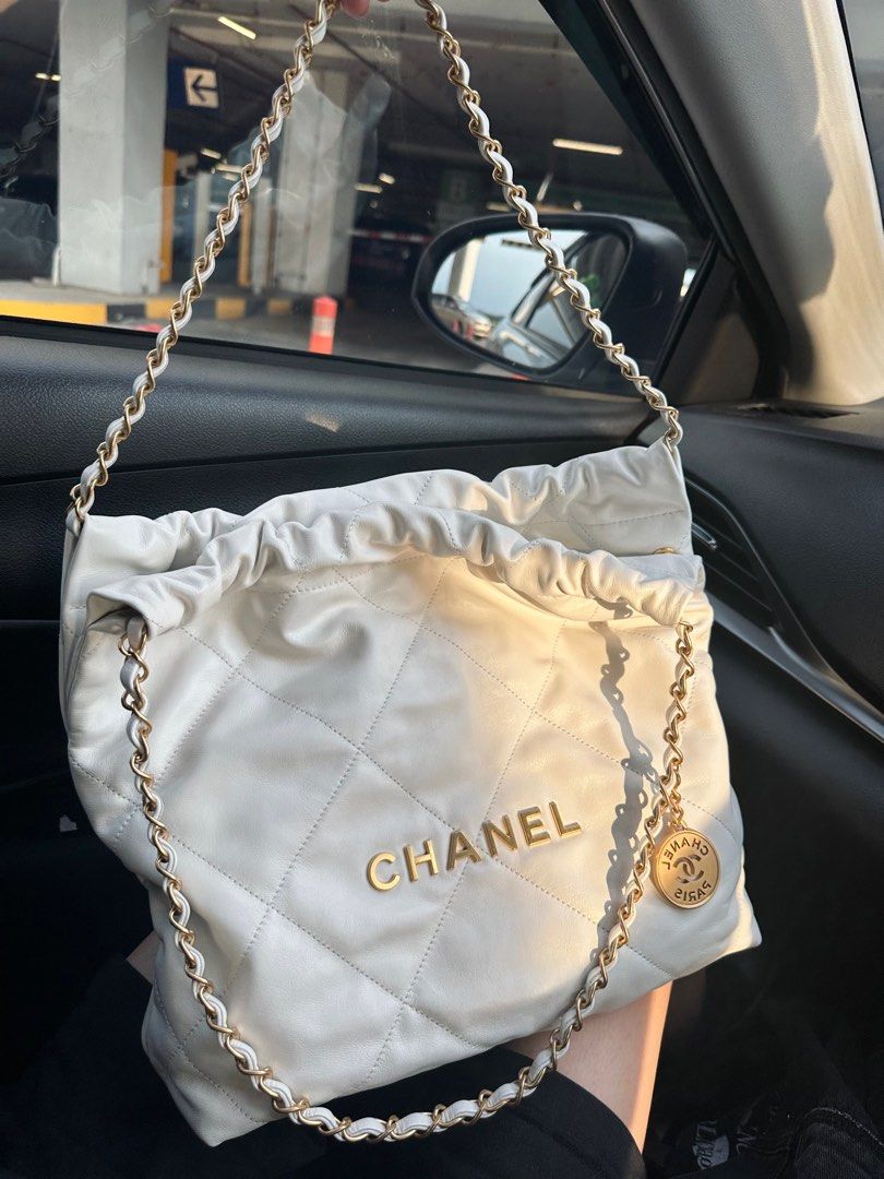 CHANEL 22 SMALL White Gold, Luxury, Bags & Wallets on Carousell