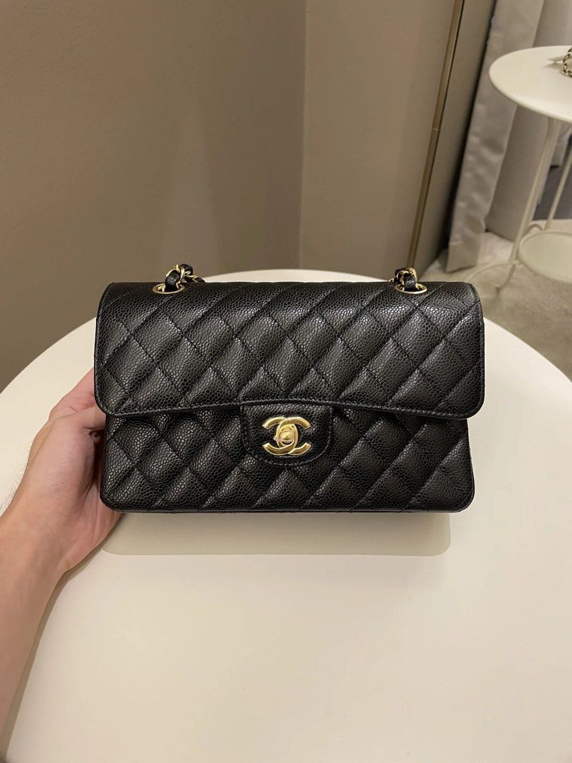 Chanel Classic Quilted Small Double Flap Black Caviar, Luxury, Bags &  Wallets on Carousell