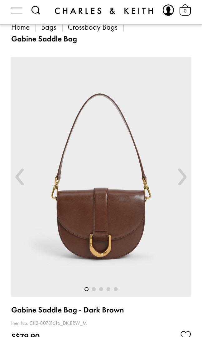 CHARLES & KEITH Gabine Saddle Bag - Dark Brown