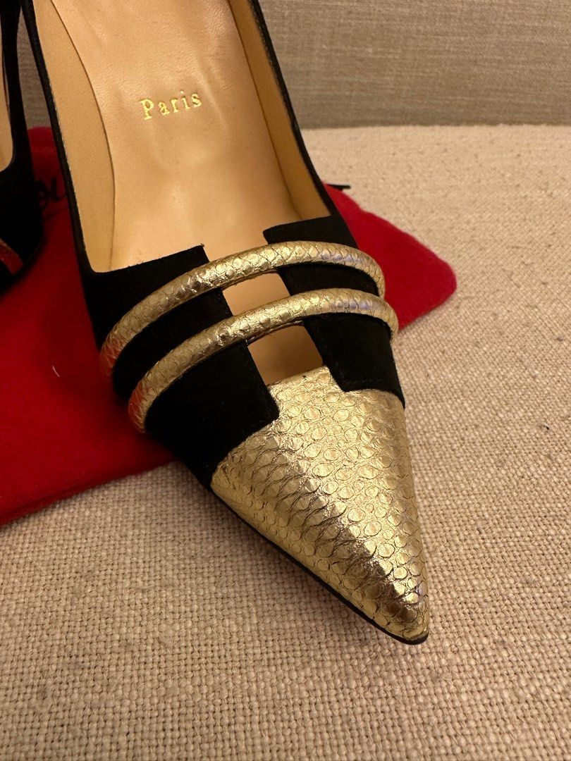 Gold hotsell suede heels