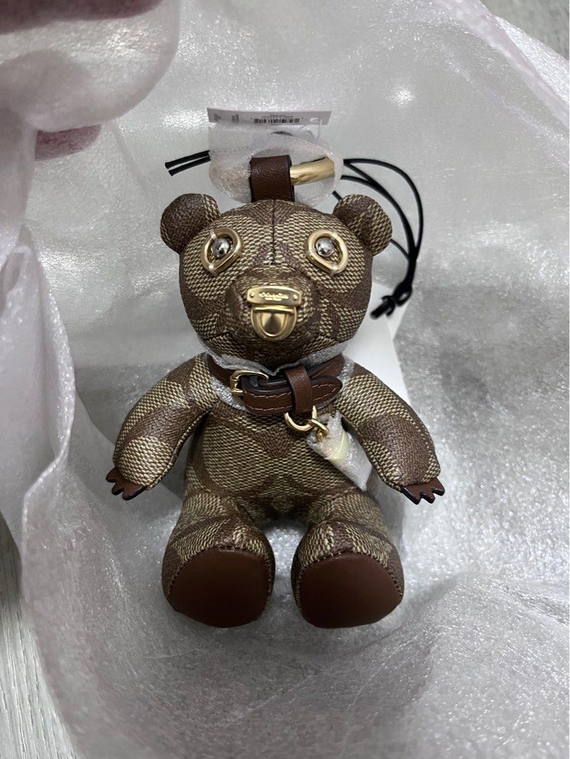 $148 NEW Coach Authentic Bear Bag Charm in Signature Canvas