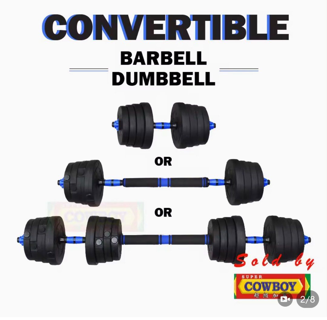 Convertible adjustable dumbbell & barbell set for home gym 20kg, Sports