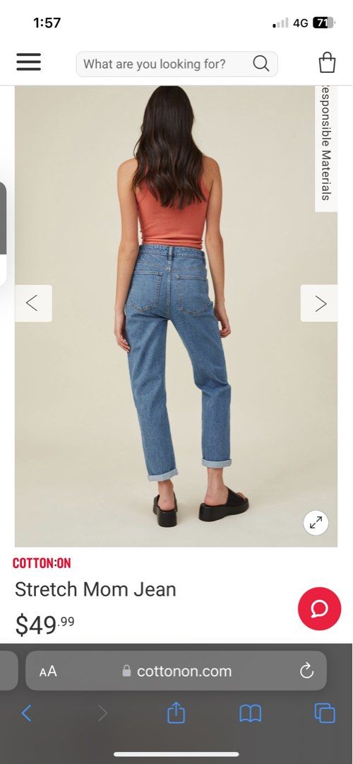 Stretch mom jean cotton on sale
