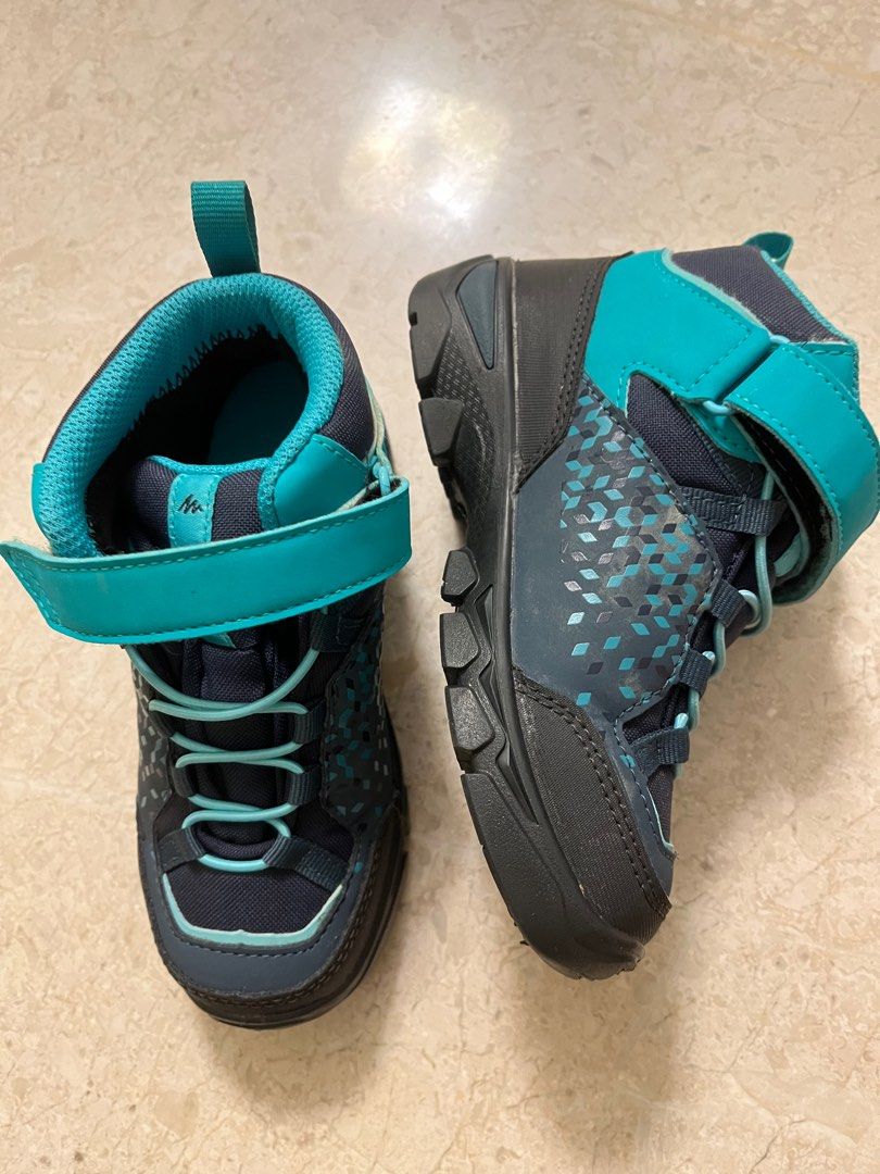 US10.5 Decathlon Girls Mountain Hiking Waterproof Mid Shoes Quechua Kid MH120 Kid Turquoise