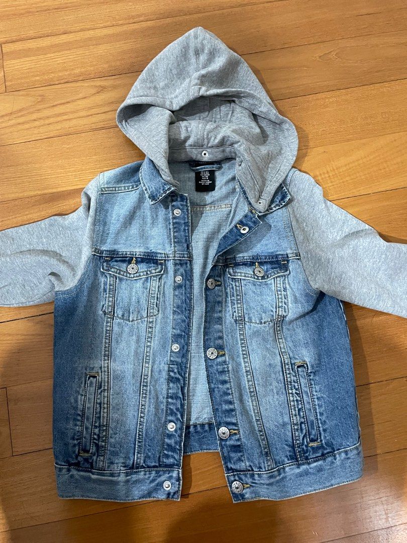 Denim jacket with detachable hood deals
