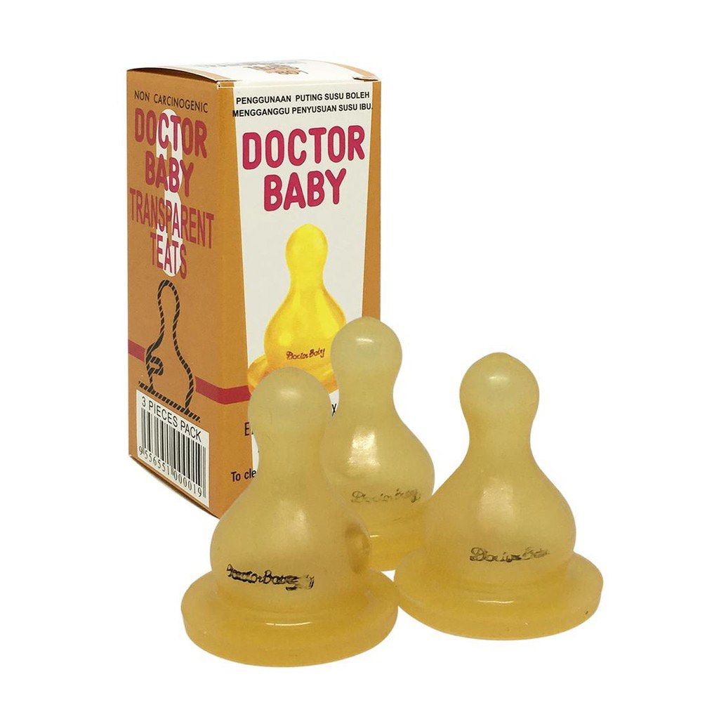 Doctor Baby Slim Neck Rubber Teat 801 Puting Getah 3 s