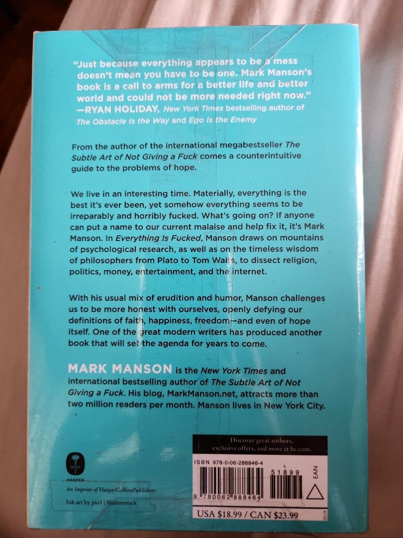 Everything is F*cked book by Mark Manson (Category: Storybooks) located in Quezon City. Submitted by declutteringwithcris (Listing ID 1237173878, Image 2). Description: Brand New and sealed book by Mark Manson. Bought from Fully Booked..