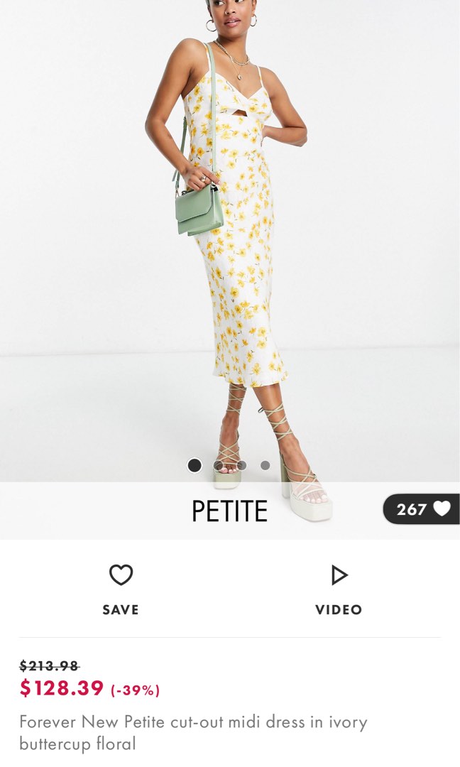 Forever New Petite cut out midi dress in ivory buttercup floral