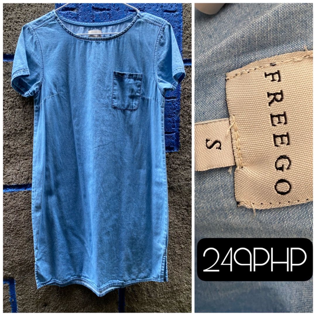 Freego Denim Shirt Dress (S on Tag), Women's Fashion, Dresses & Sets,  Dresses on Carousell