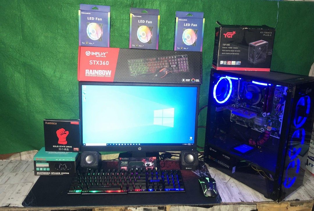 GAMING COMPUTER SET WITH SHOP WARRANTY, Computers & Tech, Desktops on