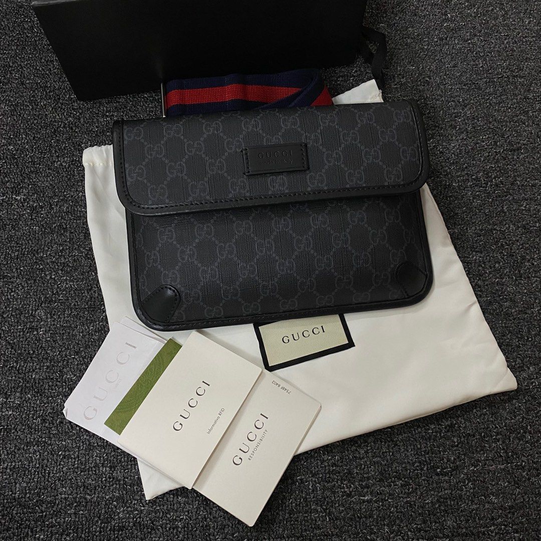Gucci GG Supreme Black Belt Bag Luxury Bags Wallets on Carousell