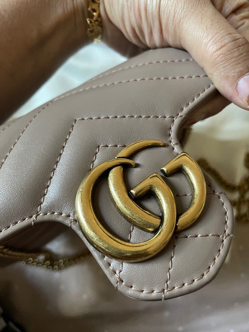 Gucci marmont supermini in nude, Luxury, Bags & Wallets on Carousell