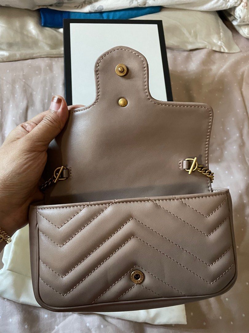 Gucci marmont supermini in nude, Luxury, Bags & Wallets on Carousell