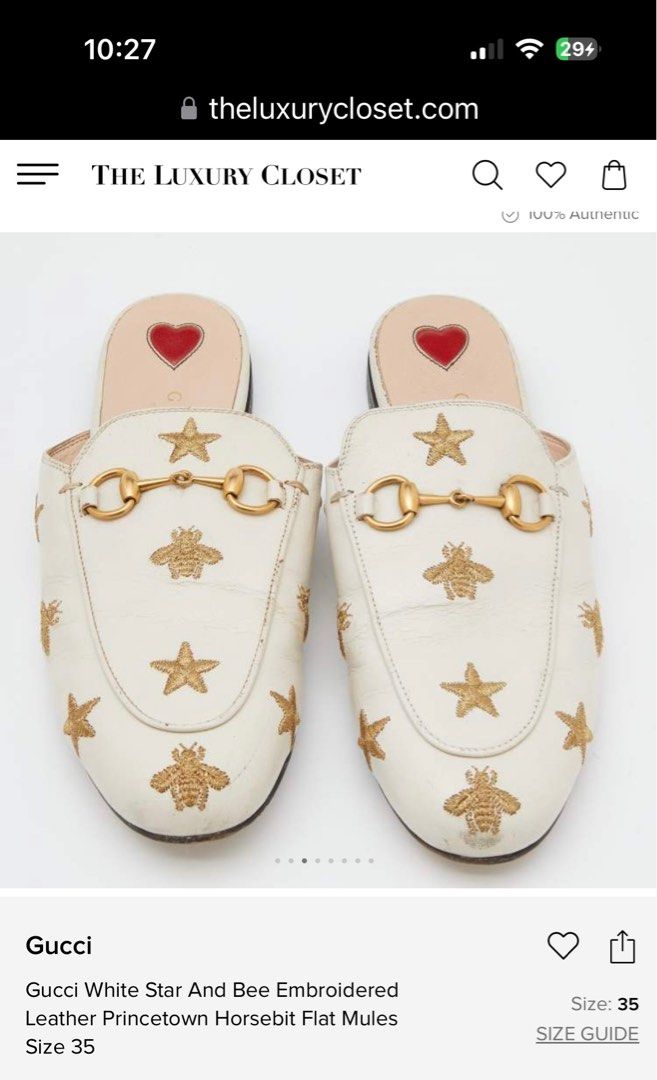 Gucci Princetown Mule in white star bee