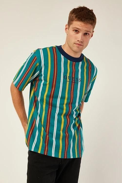 Striped guess t shirt mens sale