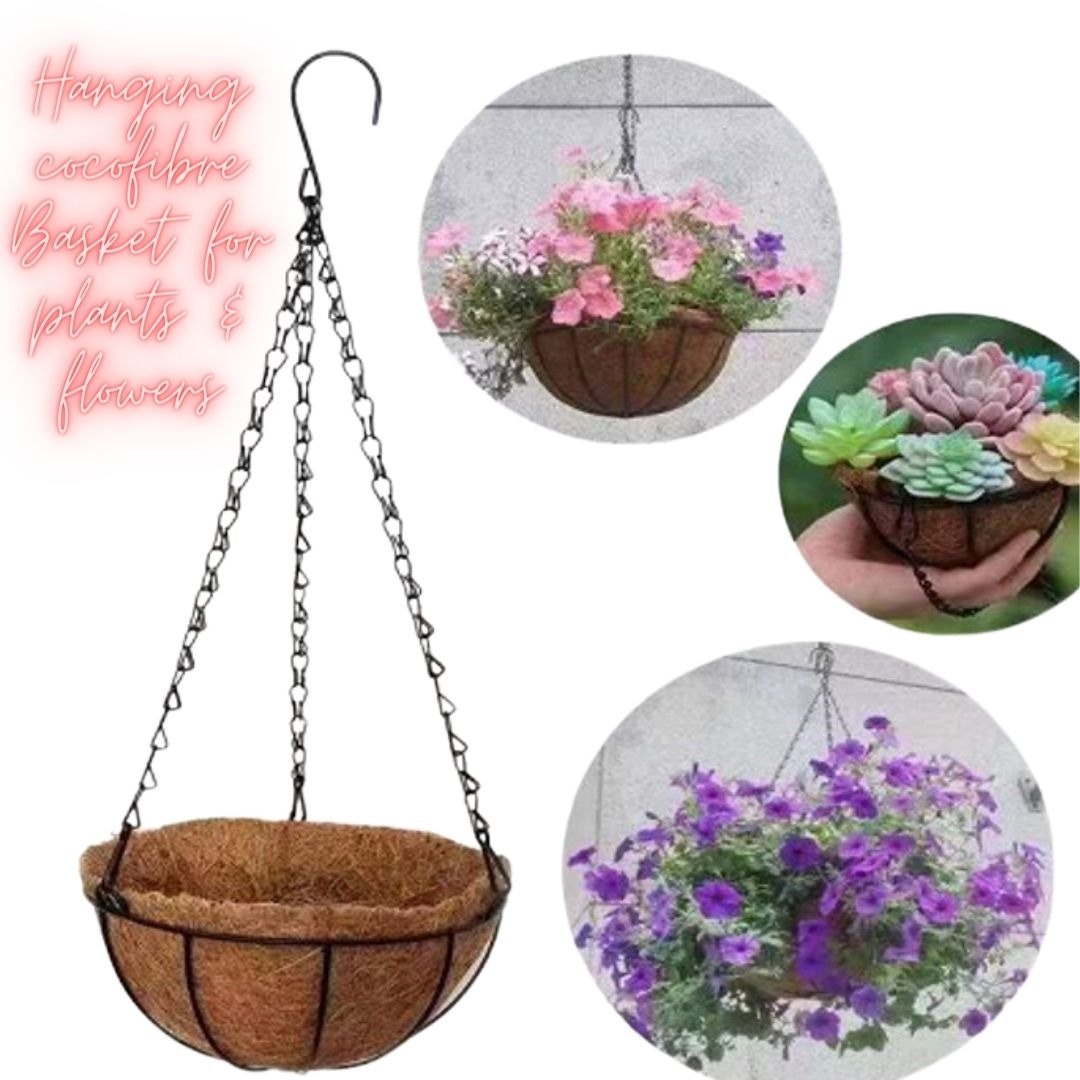 Hanging basket made of coco fiber for plants, flowers, gardens, and