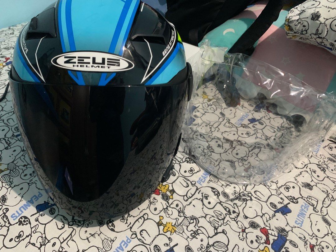 Helm zeus half face shop double visor