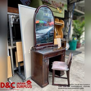 High Quality Wooden Japanese Dresser Vanity Mirror with Stool