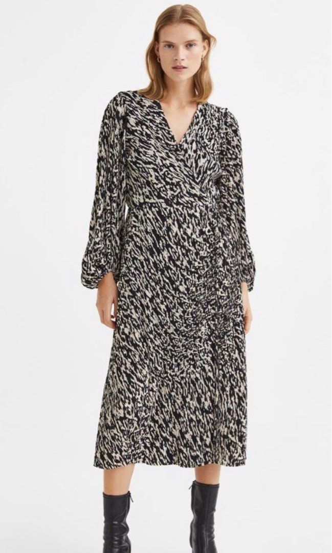 Pleated wrap dress h&m clearance