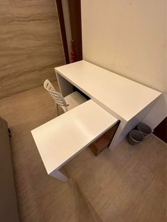 Ikea MALM Desk with pull-out panel L table White