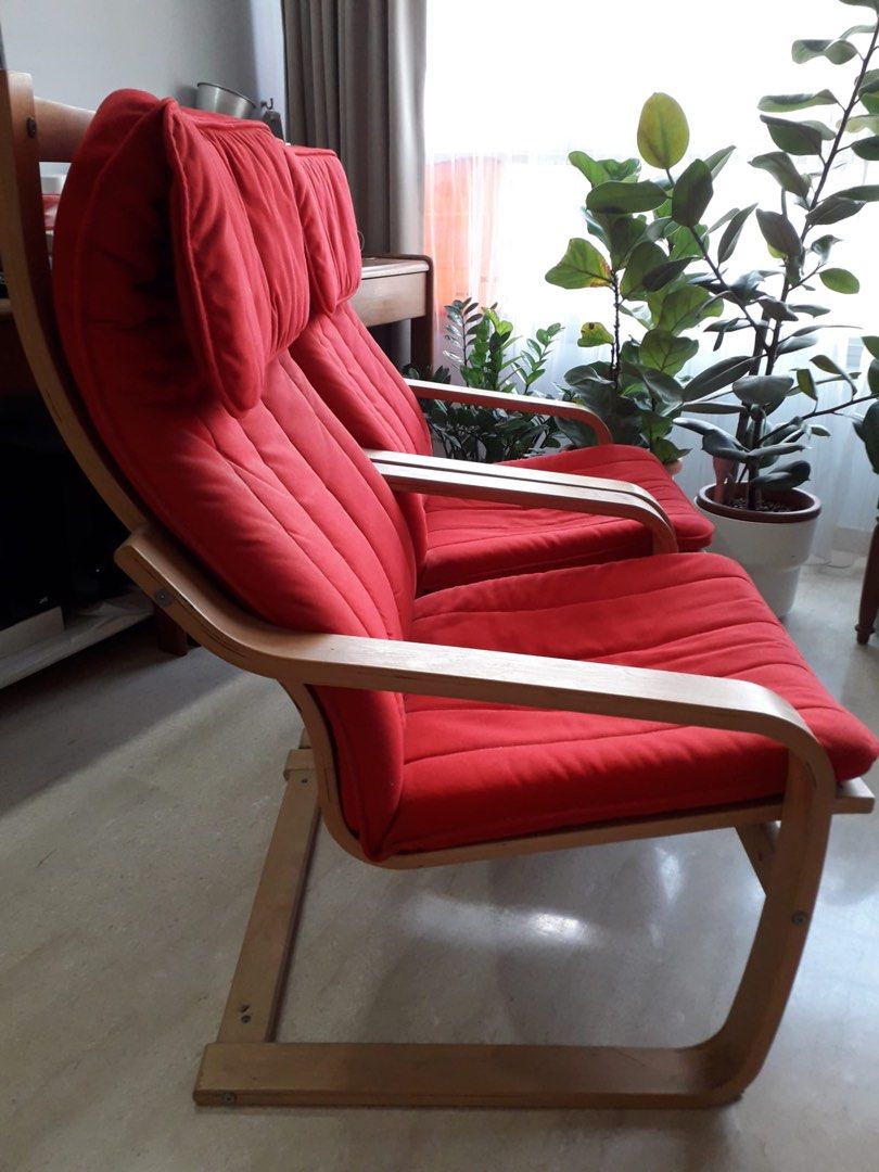 Red deals poang chair