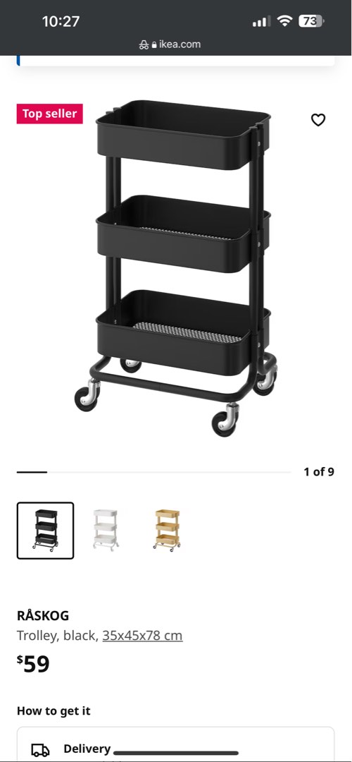 IKEA RASKOG storage trolley in black, Furniture & Home Living, Home