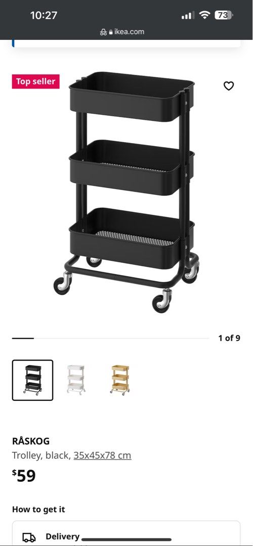 IKEA RASKOG storage trolley in black, Furniture & Home Living, Home