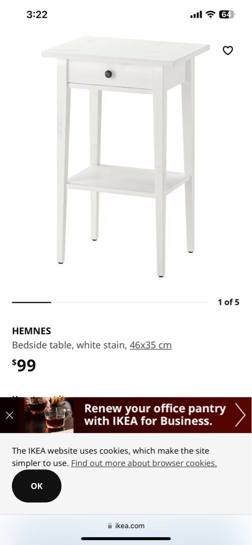 Ikea Side Table (Category: Tables & Sets) located in Singapore. Submitted by moonsam (Listing ID 1237228942, Image 1). Description: Giving up side table to have more space for kids . Have abit of water mark and scratch gives abit of vintage look else works perfectly . .