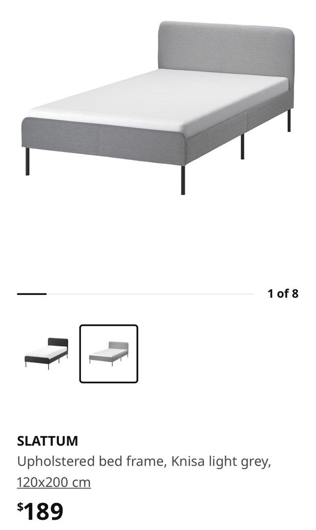 IKEA SLATTUM Bed Frame 120*200, Furniture & Home Living, Furniture, Bed