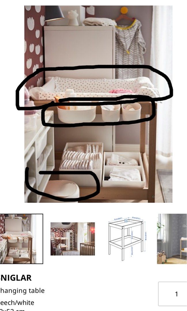IKEA SNIGLAR Changing Table, Babies & Kids, Baby Nursery & Kids