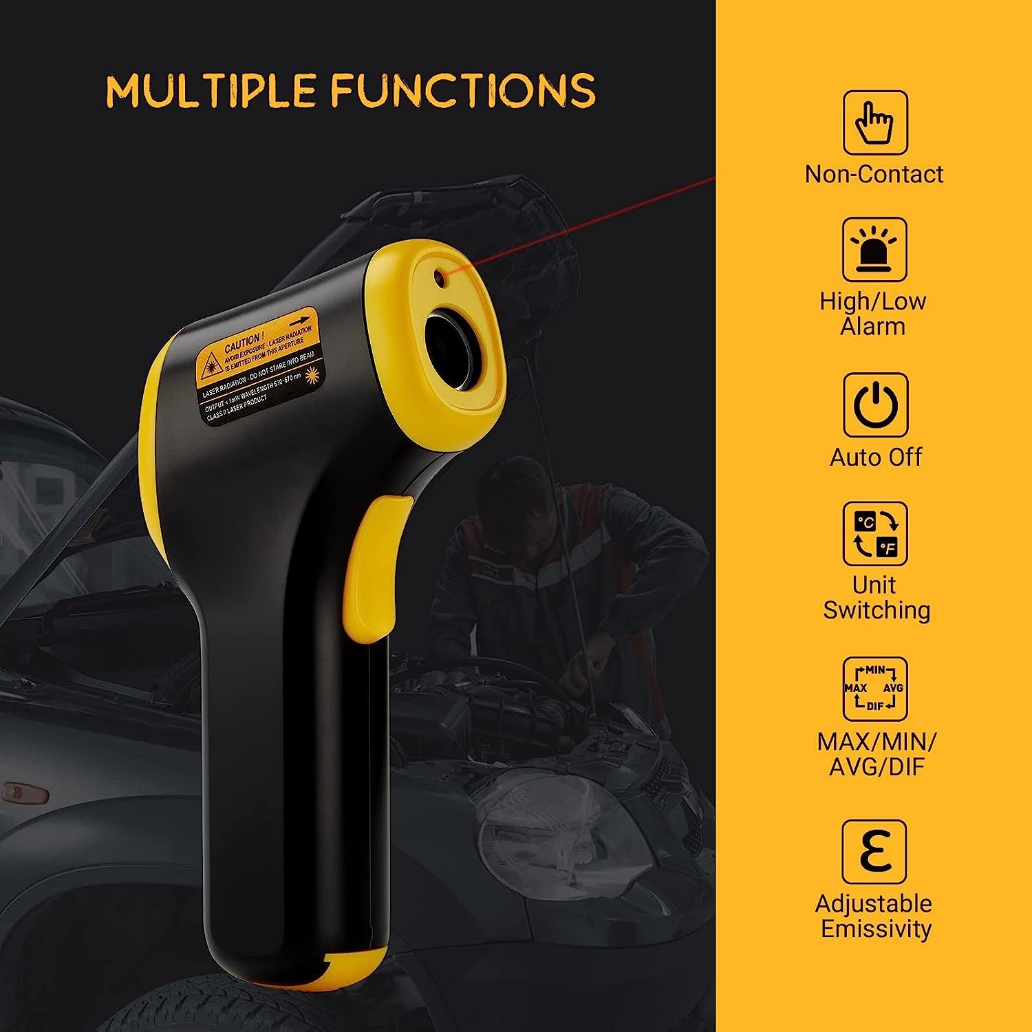 Digital Infrared Thermometer Gun Non Contact Laser Temperature Gun -58~1112, Orange