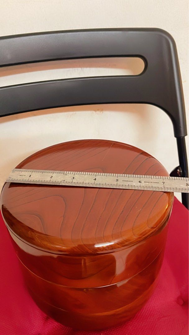 JAPANESE HARD WOOD LACQUERED FOOD TIFFIN, Furniture & Home Living