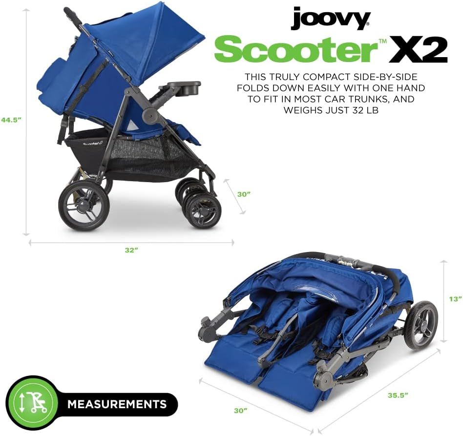 Joovy Scooter X2 with Tray, Double Stroller, Side by Side Stroller
