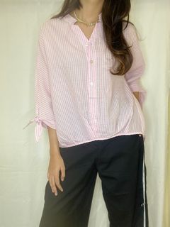 Kemeja wanita pink casual korea