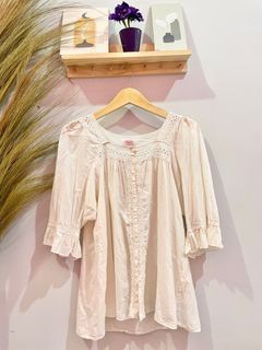 Korean Blouse ruffle mix lace