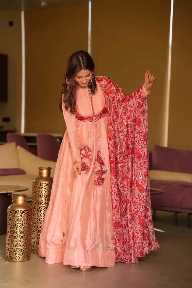 Launching New Party Wear Look Gown Dupatta Set Women s Fashion