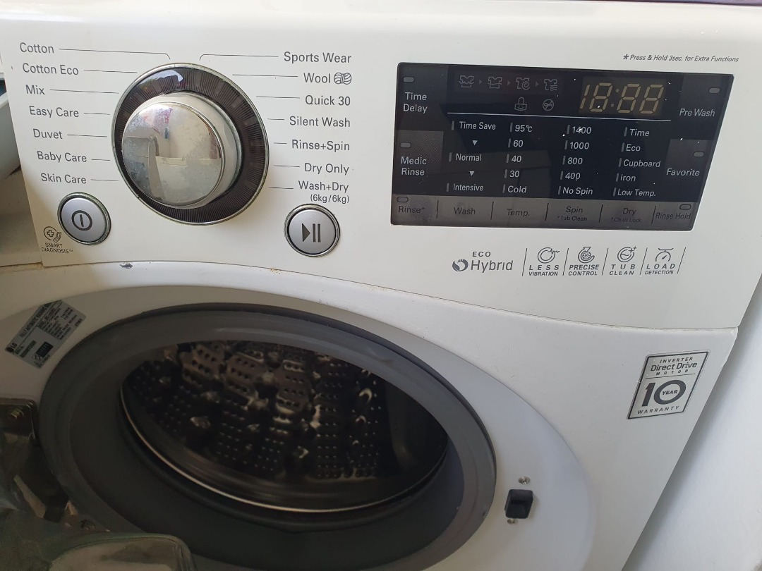 LG washing machine dryer 9/6kg, TV & Home Appliances, Washing Machines
