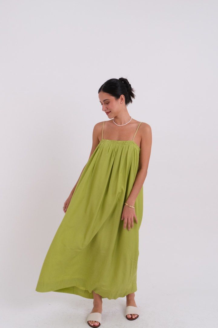 Melody Linen Maxi Dress in Lime